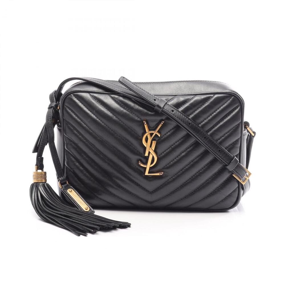 Saint Laurent Paris LOU Monogram Shoulder Bag Leather Black